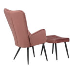 Armchair with footstool Dorita velvet rotten apple-leg black metal 68.5x76x103cm - Слика 2