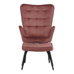 Armchair with footstool Dorita velvet rotten apple-leg black metal 68.5x76x103cm - Слика 4