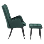 Armchair with footstool Dorita velvet cypress-leg black metal 68.5x76x103cm - Image 3