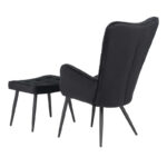 Armchair with footstool Dorita velvet black-leg black metal 68.5x76x103cm - Слика 2