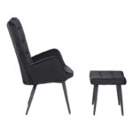 Armchair with footstool Dorita velvet black-leg black metal 68.5x76x103cm - Слика 3