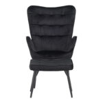 Armchair with footstool Dorita velvet black-leg black metal 68.5x76x103cm - Слика 4