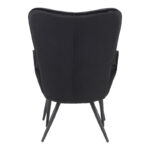 Armchair with footstool Dorita velvet black-leg black metal 68.5x76x103cm - Слика 5