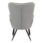 Armchair with footstool Dorita velvet light gray-leg black metal 68.5x76x103cm - Image 5