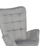 Armchair with footstool Dorita velvet light gray-leg black metal 68.5x76x103cm - Image 6