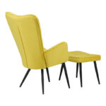 Armchair with footstool Dorita velvet yellow-leg black metal 68.5x76x103cm - Слика 2