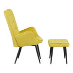Armchair with footstool Dorita velvet yellow-leg black metal 68.5x76x103cm - Слика 3