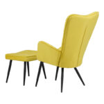 Armchair with footstool Dorita velvet yellow-leg black metal 68.5x76x103cm - Слика 4
