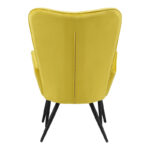 Armchair with footstool Dorita velvet yellow-leg black metal 68.5x76x103cm - Слика 5
