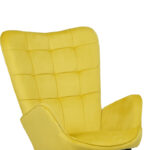 Armchair with footstool Dorita velvet yellow-leg black metal 68.5x76x103cm - Слика 6