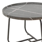 Crismory coffee table set of 2 MDF in black marble shade and black metal legs - Слика 3
