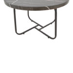 Crismory coffee table set of 2 MDF in black marble shade and black metal legs - Слика 4