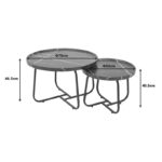 Crismory coffee table set of 2 MDF in black marble shade and black metal legs - Слика 5