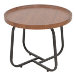 Crismory coffee table set of 2 pieces MDF in brown shade and black metal legs - Image 2