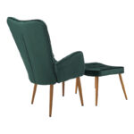 Maddison armchair with footrest-cushion dark green velvet-natural leg 68x72x98cm - Image 2