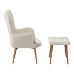 Maddison armchair with footrest-cushion cream velvet-natural leg 68x72x98cm - Слика 3