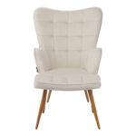 Maddison armchair with footrest-cushion cream velvet-natural leg 68x72x98cm - Слика 4