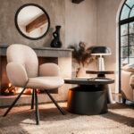 Armchair Garzele Inart beige teddy fabric-leg black metal 68x66x82.5cm - Слика 2