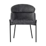 Tolerse Inart armchair light gray fabric-leg black metal 58x57x80cm - Image 4