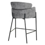 Bar stool Tolerse Inart light gray fabric-leg black metal - Image 2
