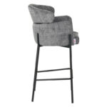 Bar stool Tolerse Inart light gray fabric-leg black metal - Image 3