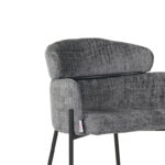 Bar stool Tolerse Inart light gray fabric-leg black metal - Image 6