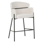 Барска столица Tolerse Inart беж ткаенина со ногарки од црна метална боја