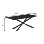 Cozline Inart table black marble sintered stone-leg black metal 180x90x76cm - Слика 6