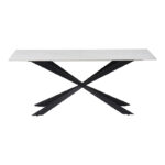 Cozline Inart table white marble sintered stone-leg black metal 180x90x76cm - Слика 2
