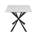 Cozline Inart table white marble sintered stone-leg black metal 180x90x76cm - Слика 3