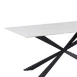 Cozline Inart table white marble sintered stone-leg black metal 180x90x76cm - Слика 4
