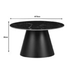 Fabrin Inart coffee table black marble sintered stone-black metal D70x40cm - Слика 4
