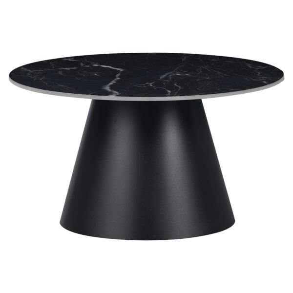 Fabrin Inart coffee table black marble sintered stone-black metal D70x40cm