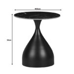 Kirkene Inart side table black marble color sintered stone and black metal D50x50cm - Слика 4