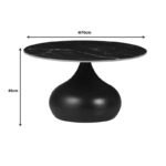 Kirkene Inart coffee table black marble sintered stone and black metal D70x40cm - Слика 4