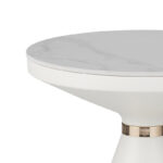 Side table Coozlin Inart white marble sintered stone and white-gold metal D50x50cm - Image 2