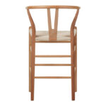 Bar stool Wishbone rubberwood-rope in natural shade 55x49x108cm - Image 5