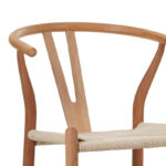 Bar stool Wishbone rubberwood-rope in natural shade 55x49x108cm - Image 6