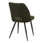 Renish chair bouclé in dark green color with black metallic legs 47x61x85cm - Image 2