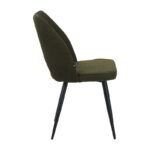 Renish chair bouclé in dark green color with black metallic legs 47x61x85cm - Image 3