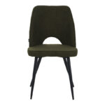 Renish chair bouclé in dark green color with black metallic legs 47x61x85cm - Image 4