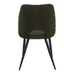 Renish chair bouclé in dark green color with black metallic legs 47x61x85cm - Image 5