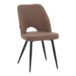 Renish chair bouclé in cappuccino color with black metallic legs 47x61x85cm