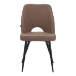 Renish chair bouclé in cappuccino color with black metallic legs 47x61x85cm - Image 4
