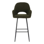 Bar stool Renish in dark green teddy fabric with black metal legs 51x57x114cm - Слика 4