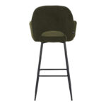 Bar stool Renish in dark green teddy fabric with black metal legs 51x57x114cm - Слика 5