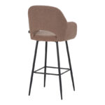 Bar stool Renish in cappuccino teddy fabric with black metal legs 51x57x114cm - Слика 2