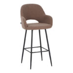 Барска столица Renish во капучино мекина ткаенина со црни метални ногарки 51x57x114 см