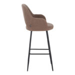 Bar stool Renish in cappuccino teddy fabric with black metal legs 51x57x114cm - Слика 3