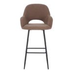 Bar stool Renish in cappuccino teddy fabric with black metal legs 51x57x114cm - Слика 4